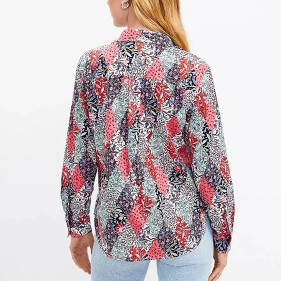 NWT Loft Patchwork Bloom Everyday Pocket Shirt and Pleated Shorts size Large SET - Picture 6 of 12